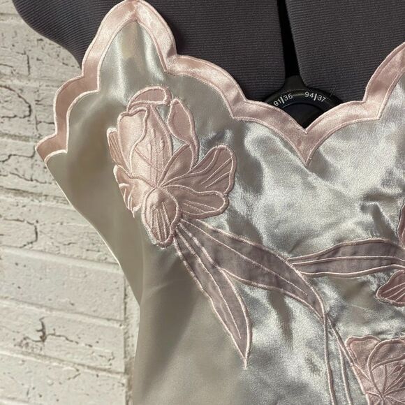 Fantasies Vintage Pink White Floral Slip Nightie Medium - Picture 3 of 10